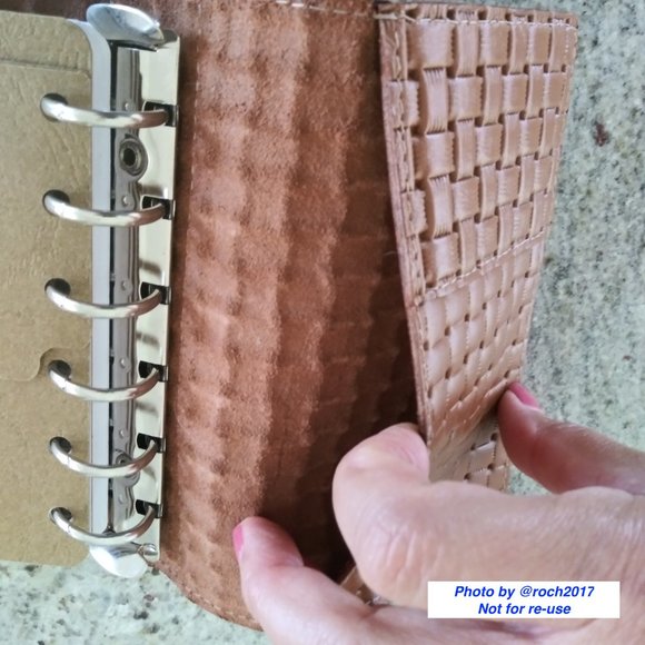 A7 Ring Binder Basket Weave Embossed Leather Planner - Picture 5 of 10